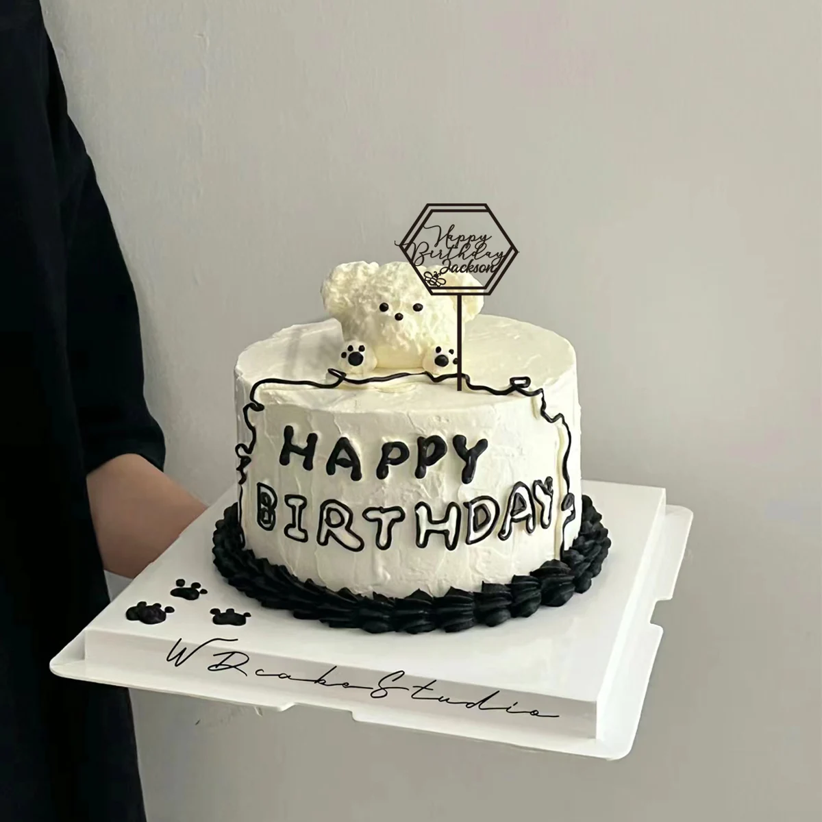 1PC Cartoon Happy birthday wishes in the shape of honey Custom Text Cake Sign Cake Ornaments Gift For Her Gift Idea Couple