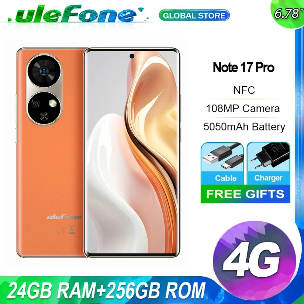 【World Premiere】Ulefone Note 17 Pro Smartphone 6.78'' 120HZ AMOLED Curved Display 24GB+256GB  108MP Camera 5050mAh Global Version