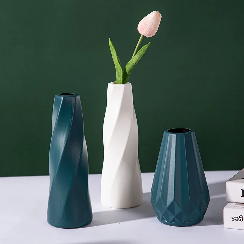 

Decorative Plastic Flower Vase for Artificial Flowers, Faux Flowers, Fake Flowers - Home Desk Accessory, Wedding Table Ornament,