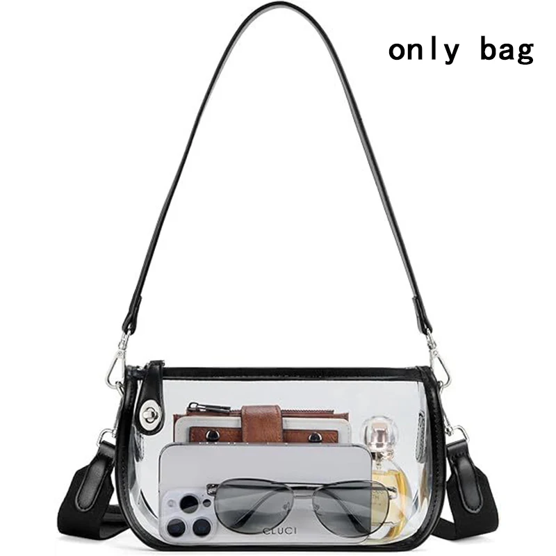 Transparente PVC-Schultertasche mit verstellbarem Riemen, wasserdichte Damen-Handtasche, vielseitige Freizeittasche, Reißverschluss, leichtgewichtig – Detail 12