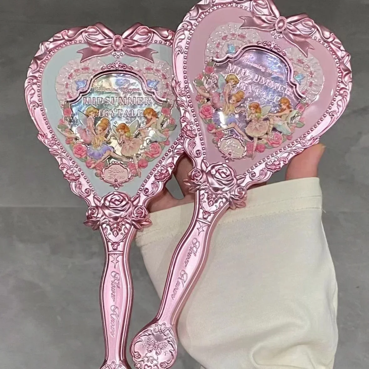 Knows Little Angel Series Hand Holding Mirror 3 Types Exquisite Relief Makeup Tools