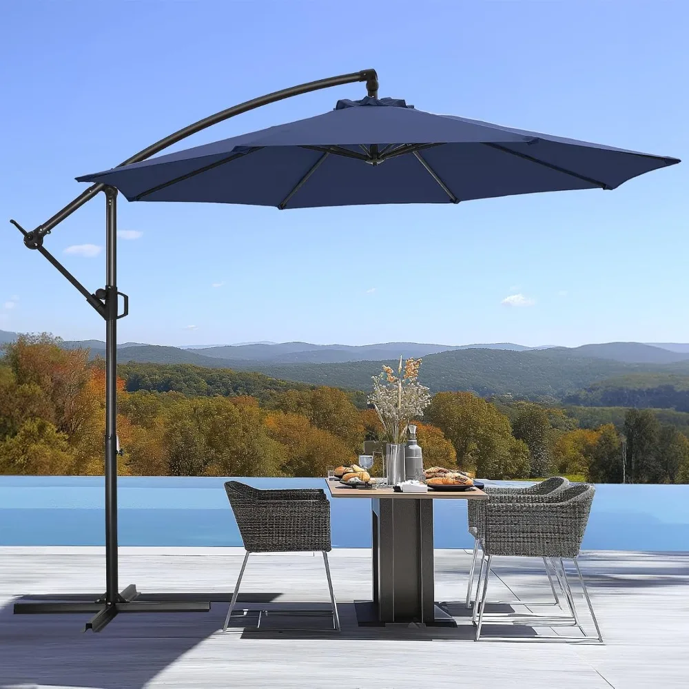 

10ft Offset Patio Umbrella - Offset Hanging Cantilever Patio Outdoor Market Umbrella UPF50+ UV Protection with Easy Tilt Adjustm