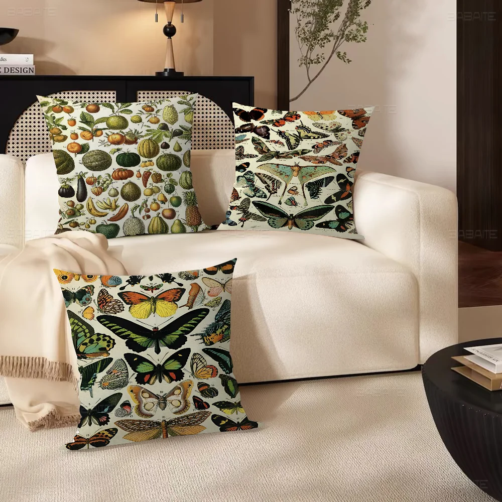 

Butterfly Insect Flower Mushroom Pillow Gift Home Office Decoration Pillow Bedroom Sofa Car Cushion CoverPillow Case