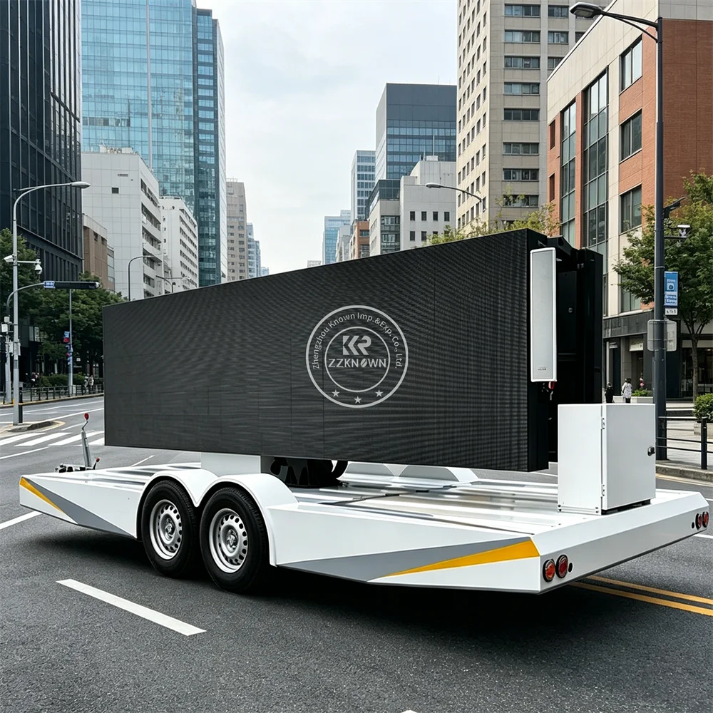 Solar Powered LED Mobile Advertising Trailer Outdoor Billboard Screen Truck Digital Display Trailer With Smart Remote System
