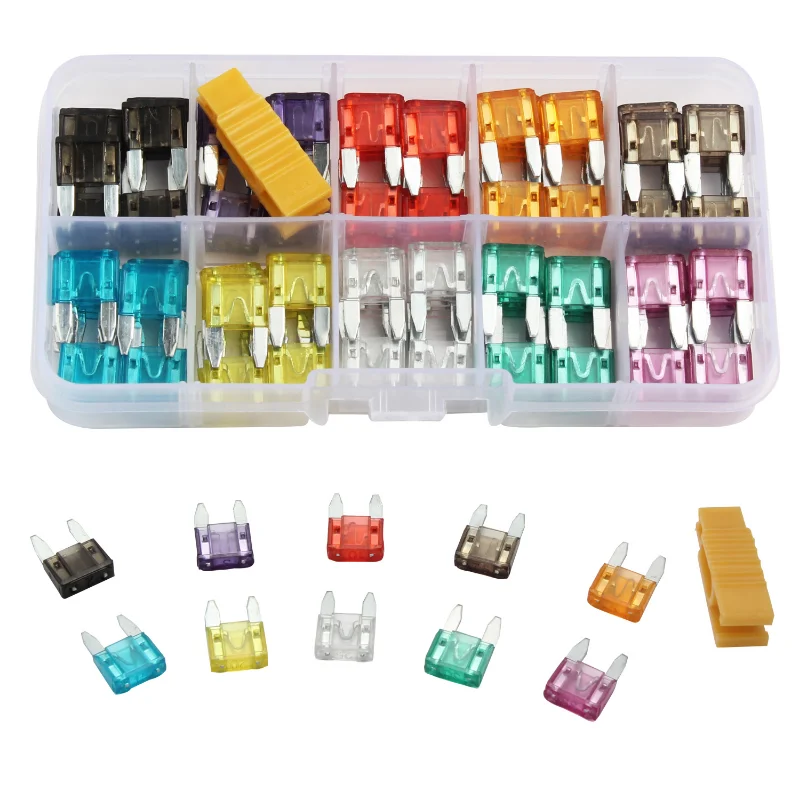 120pcs Mini Blade Fuse Assortment 2 3 5 7.5 10 15 20 25 30 35AMP for Car Boat Truck Small Size Blade Car Fuse Assortment Set