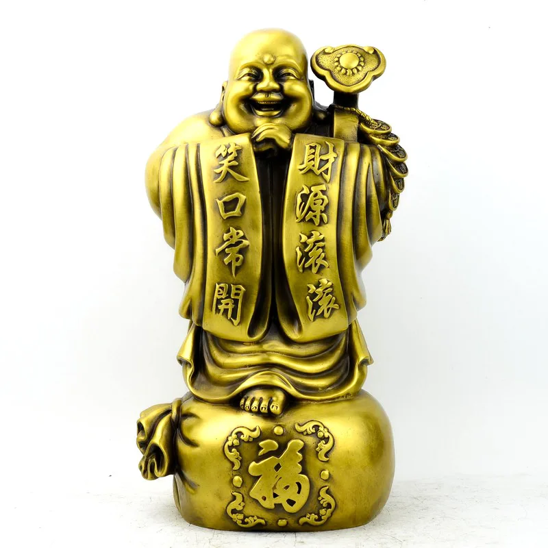 Wholesale Seiko Pure Maitreya Ornaments Face Fortune Rolling Lucky Bag Smiling Copper Buddha Statues