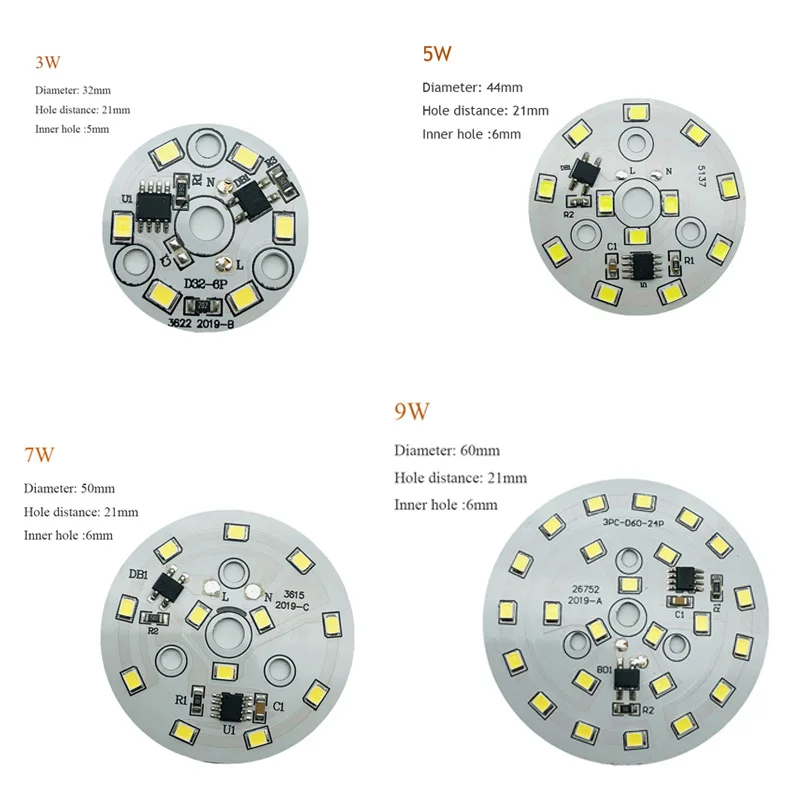 5pcs/lot LED Chip for Lamp Bulb 3W 5W 7W 9W 12W 15W 18W SMD2835 Round Led Light PCB Board AC 220V-240V DIY Bulb Chip Lighting