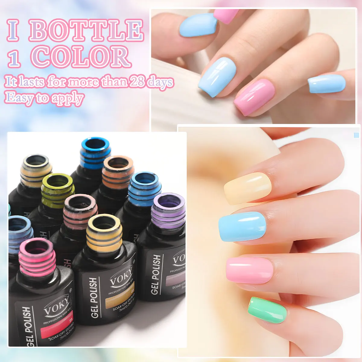 VOKY Ensemble de 6 vernis à ongles - Sans formaldéhyde, adapté à toutes les saisons, idéal pour les soins des ongles et des orteils au niveau salon