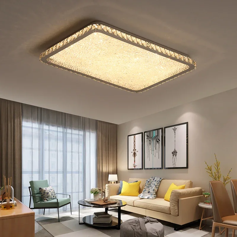 Nordic Light Luxury K9 Crystal Round Ceiling Lamp Romantic Warm  Square Bedroom Living Room Decor LED Home Lighting