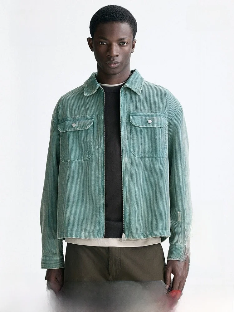 

Spring New Men's Clothing Corduroy irt Sle Jaet H&M Stand Fit Casual Sle Regular Length Cotton 00%