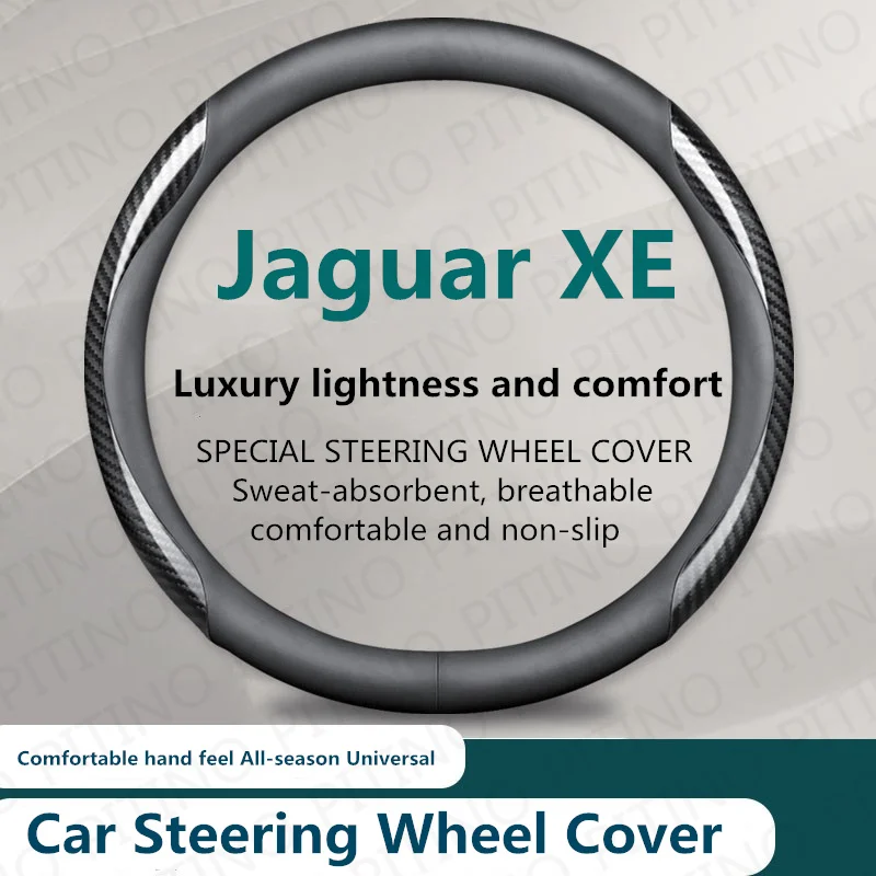 Car Steering Wheel Cover For Jaguar XE Anti Slip Wear-resistant Sweat Absorbing 37-38cm Interior Steering Cover Auto Accessories