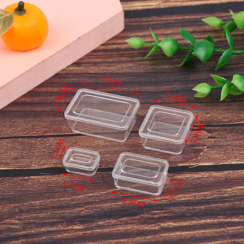 4pcs 1/12 Dollhouse Mini Fresh Keeping Box Lunch Box Model Kitchen Tableware Decoration