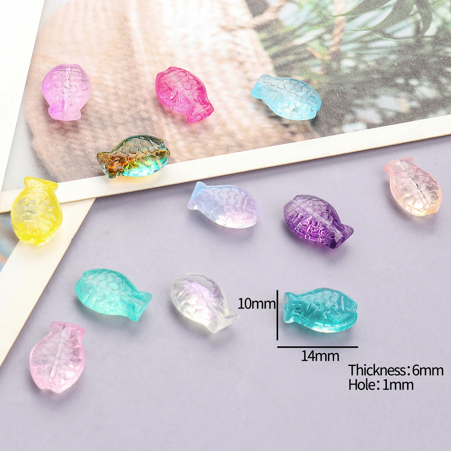 20Pcs 14x10mm Czech Lampwork Crystal Beads Gradient Color Fish Shape Loose Beads For Crafts Jewelry Making Earing Accessories