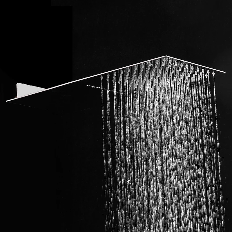 BAKALA Rectangle Bathroom Stainless Steel Rain Shower Head Rainfall Bath Shower Chrome Top Sprayer HighPressure Rainfall Shower