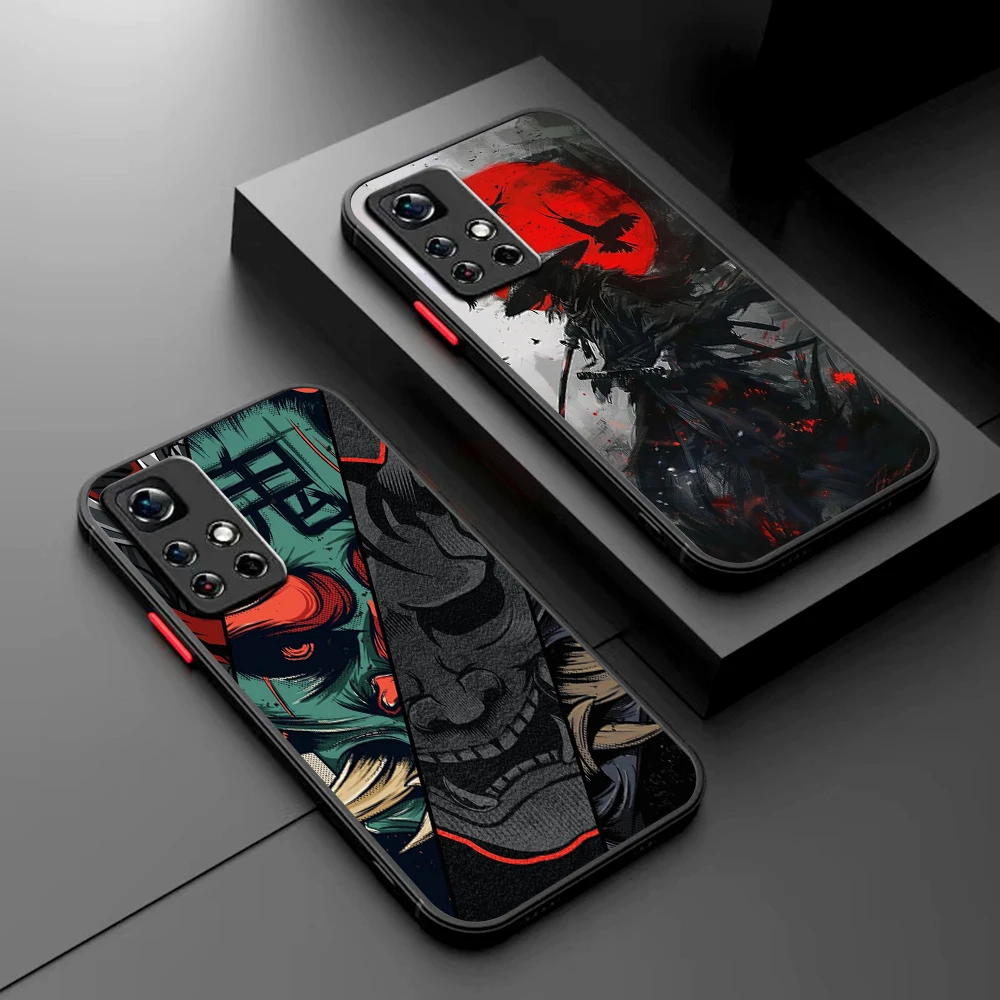 Japan ghost face Samurai Phone Case For Samsung S24 S23 S22 S21 S20 S10 Note20 Note10 Plus Ultra Lite 5G Matte Transparent Cover