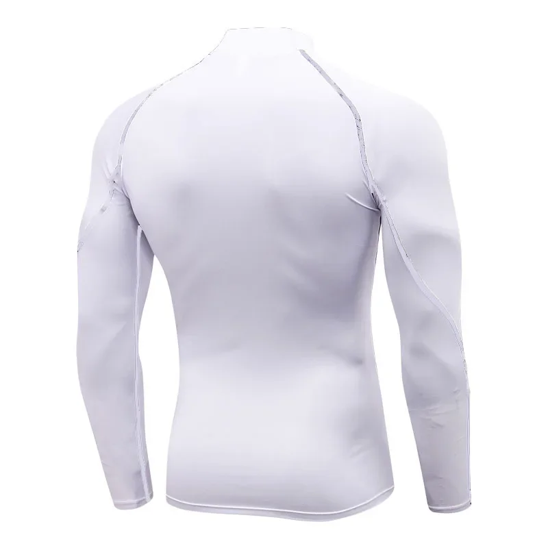 Ropa de gimnasio de terciopelo de invierno, top de secado rápido de baloncesto cálido de manga larga con cuello alto para hombre