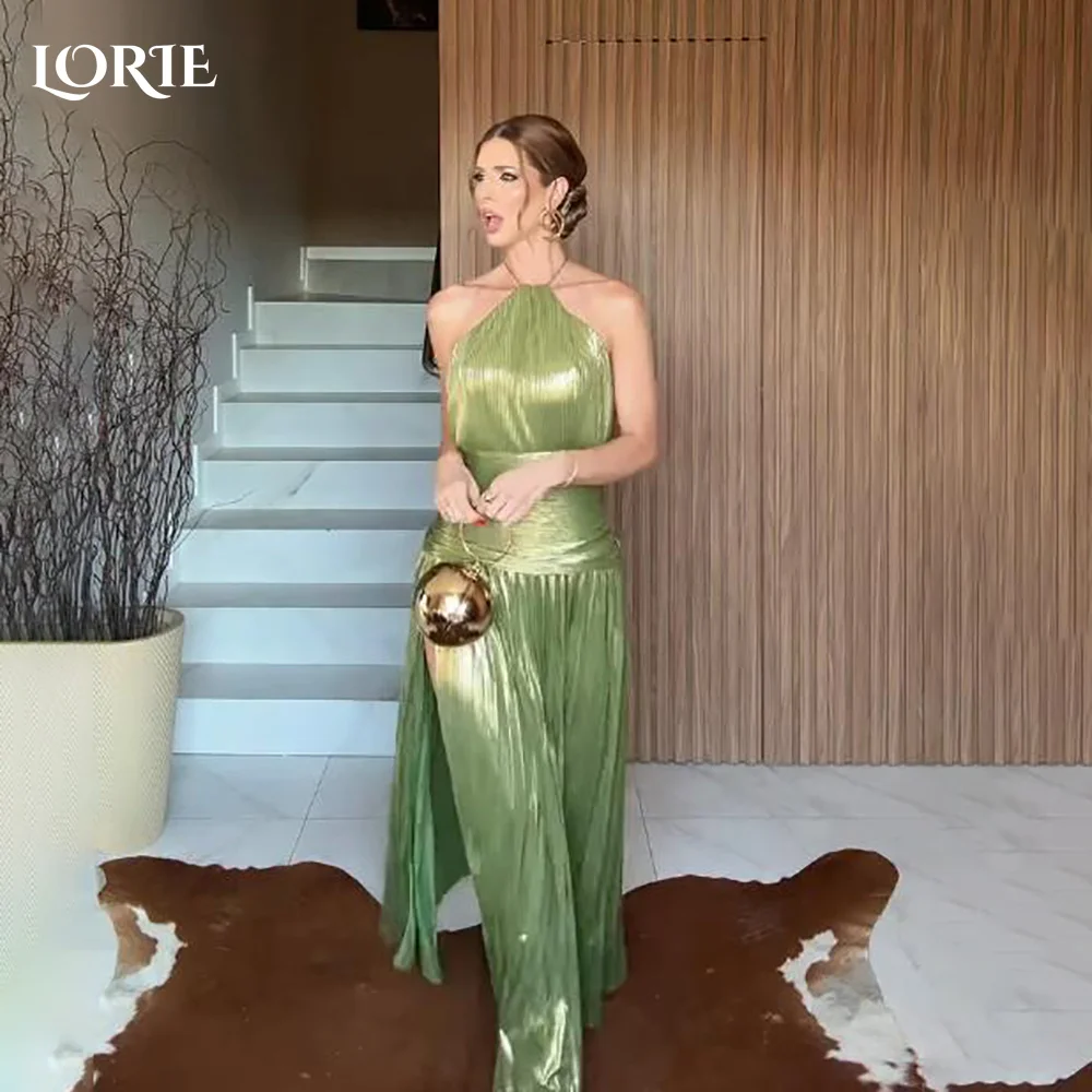 

LORIE Halter Saudi Mermaid Party Dress Deep V Neck Sequins Shiny Evening Dress Prom Gown Illusion Party Gown Club Customized