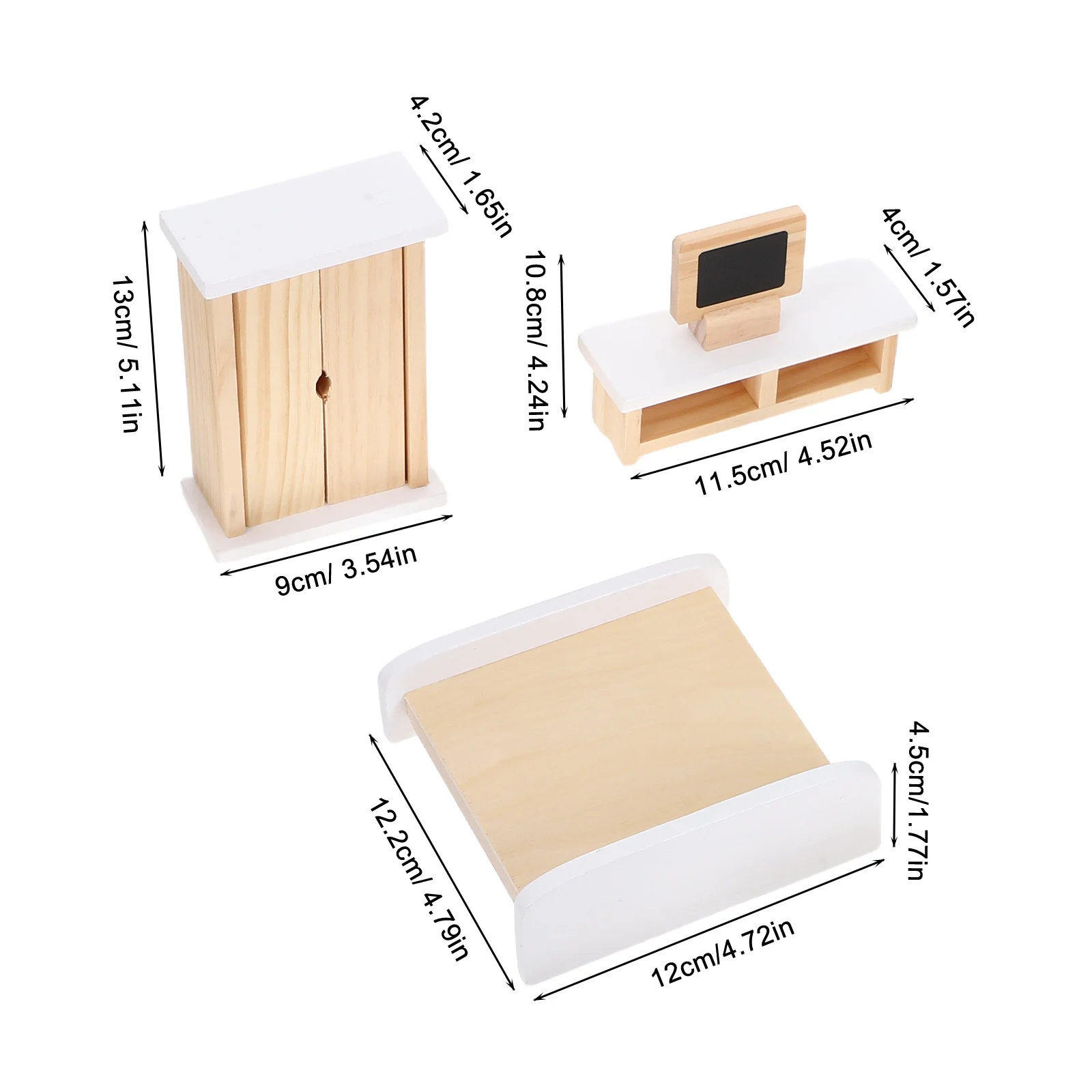 1-set houten mini-meubels voor kinderen, peutertafel, stoelenset, fantasiespel, keuken, rollenspel - Montessori poppenhuisaccessoires