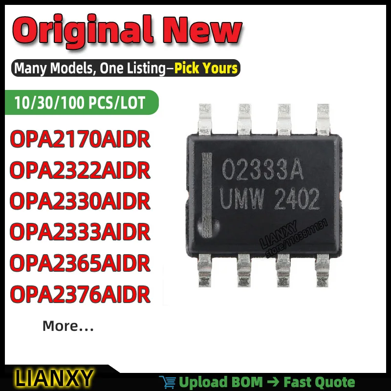 OPA2330AIDR OPA2365AIDR OPA2333AIDR OPA2376AIDR OPA2322AIDR OPA2170AIDR SOIC-8 DUAL-CHANNEL OPERATIONAL AMPLIFIER New Original