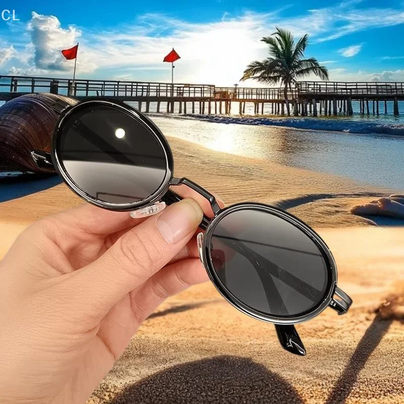 Kacamata Hitam Retro Wanita Nuansa Pelindung UV400 Pria Ideal untuk Perlindungan Matahari Musim Panas dan Fotografi Perjalanan