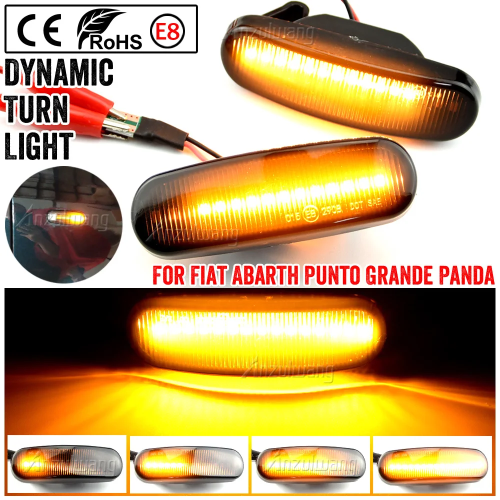 2Pcs For Fiat Panda 169 Grande Punto Inkl. Evo Doblo Fiorino Linea Idea Dynamic LED Side Marker Light Repeater Lamp