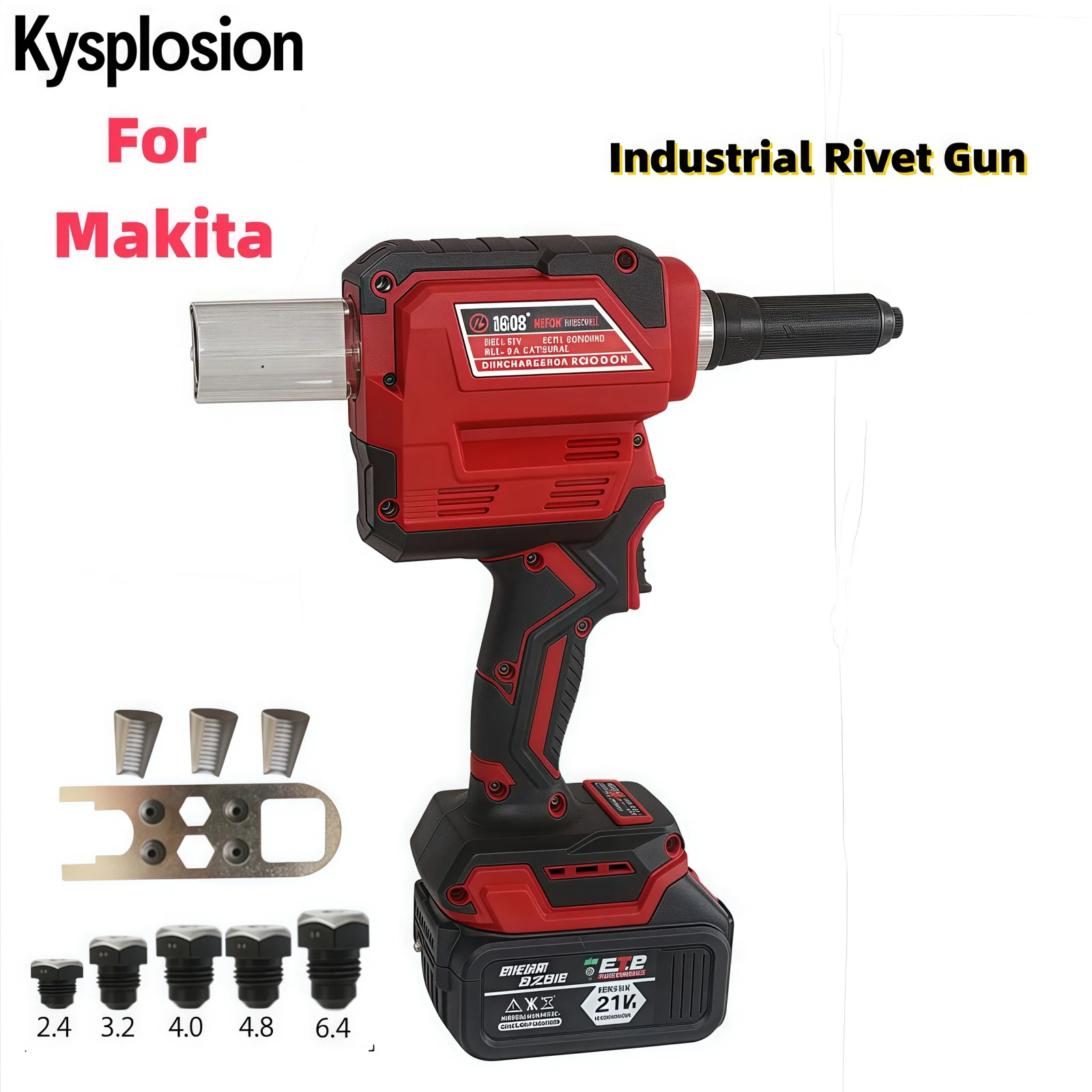 ​ ​ Pistola de rebite industrial sem fio sem escova de curso longo de 28 mm ​   Ferramenta elétrica de força de tração 20000KN para bateria Makita 18V