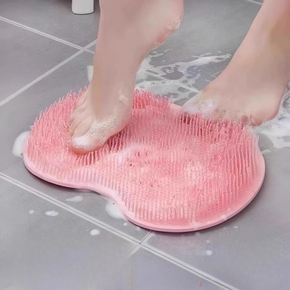 Shower Foot Scrubber Mat Back Washer Exfoliating Bath Wash Pad Wall Mounted Slip Suction Cups for Use in Cleaner Men and Women