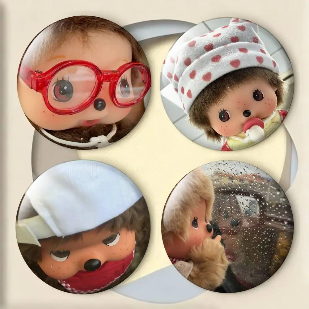 

Cute M-MonchhichiS Laser Badge Creative Pins Brooch for Bag Clothes Hat Decor Gifts Fans Collect