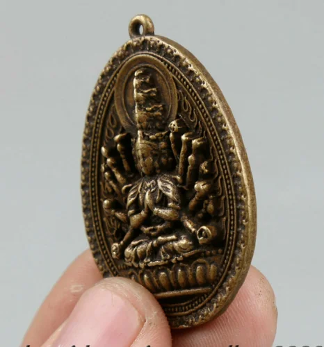 42MM Chinese Bronze Buddhism 1000 Arms Avalokiteshvara Kwan-yin  Pendant