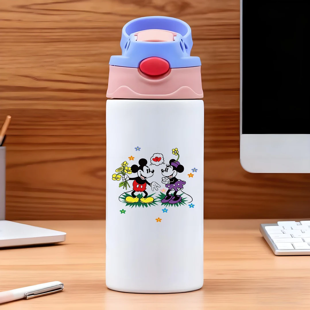 

Disney Classic Mickey & Minnie Couples Cup 304 Stainless Steel Cartoon Straw Cup Kids Water Bottle New Year Gift