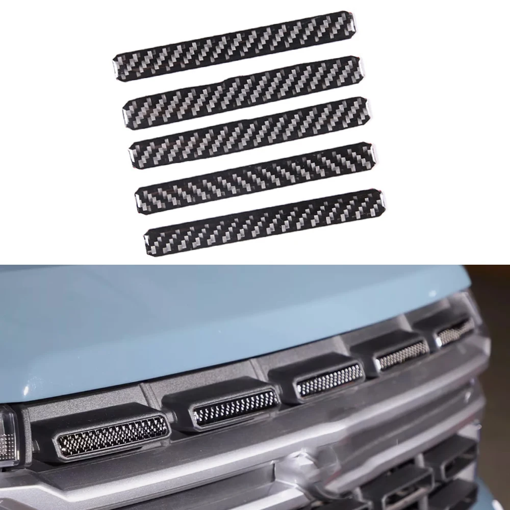 

5Pcs Front Bumper Grille Covers Trim Carbon Fiber ABS Decoration Stickers For Ford Maverick 2022 2023 2024 Car Accessories