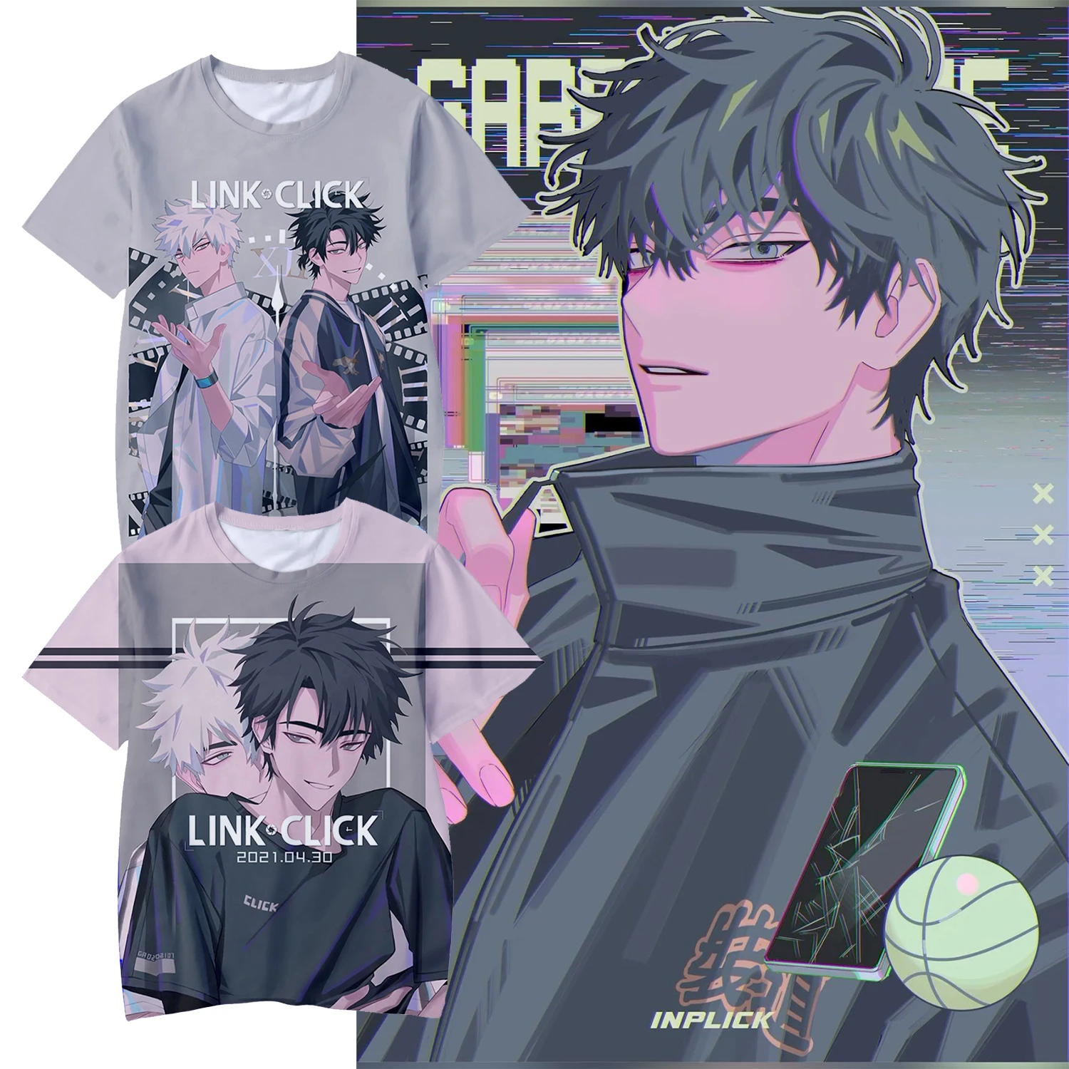 New Anime Link Click 3D Print Men T-Shirts Fashion Casual Short Sleeve Women T Shirt Oversized Harajuku Cosplay Child Clothing