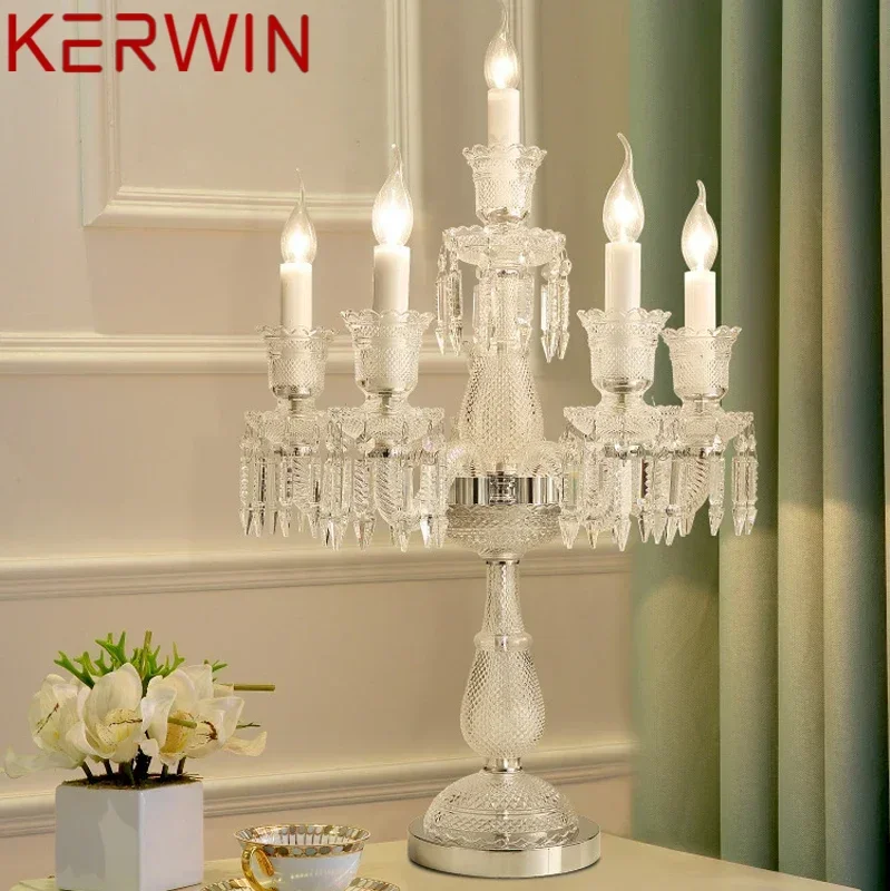 KERWIN European Style Crystal Table Lamp Candle Lamp Luxurious Living Room Restaurant  Bedroom Villa Wedding Desk Lamp