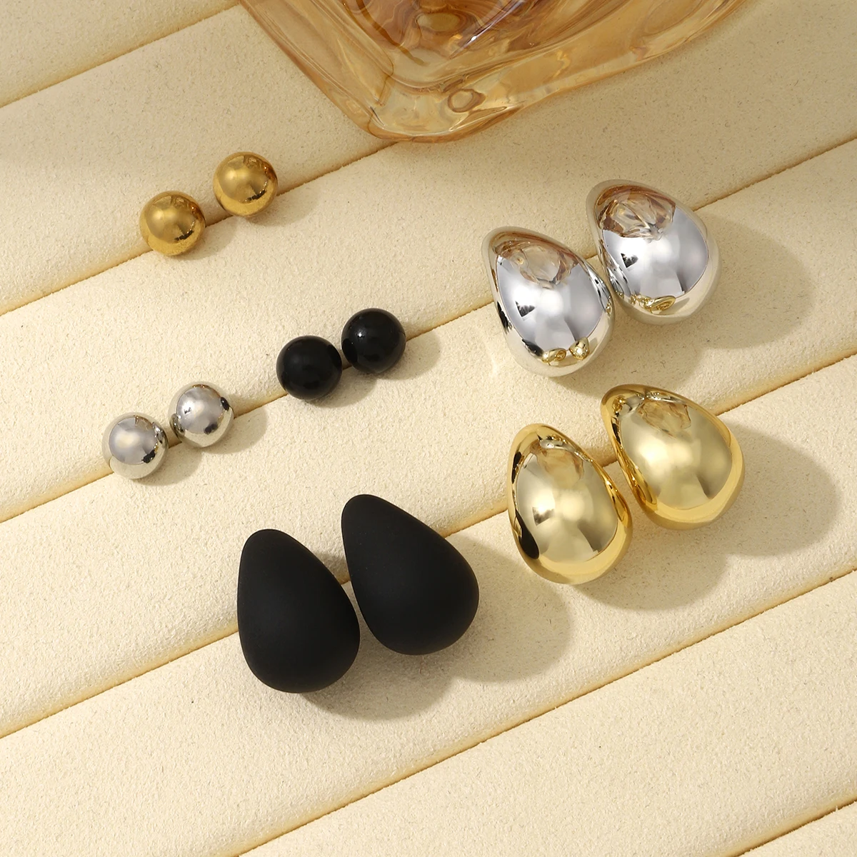 Classic 3-color Thick Water Drop Stud Earrings Fashion CCB Ball Bead Earrings For Women's Elegant Daily Versatile Jewelry