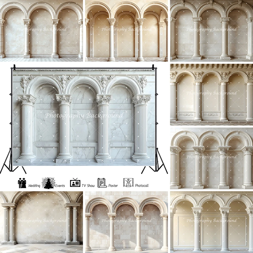 

Vintage Arch Wall Photography Backdrops Pillar Baroque Palace Maternity Portraits Birthday Party Decor Background Photo Studio