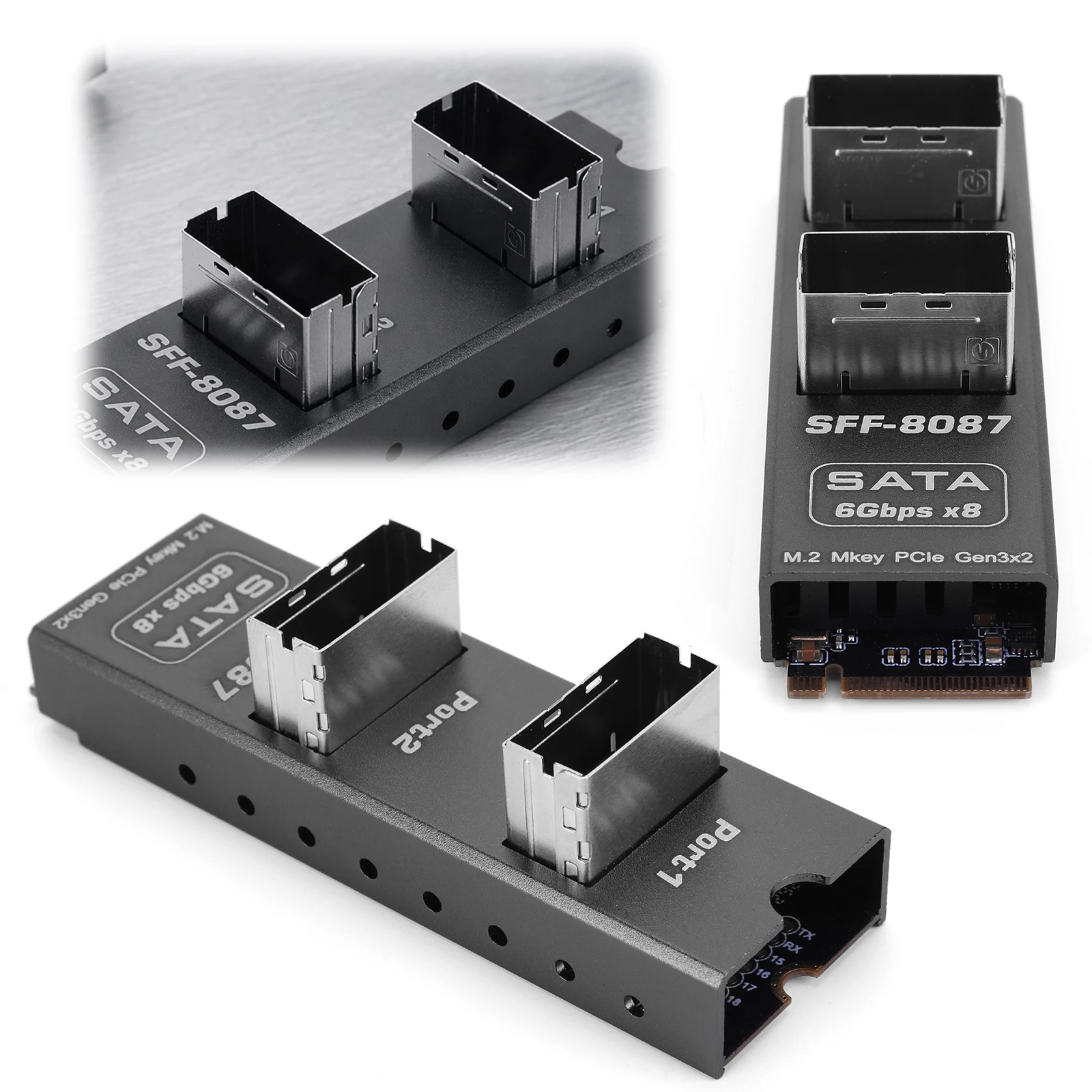 M2 M-Key To 2 Port SFF8087 SATA6Gx8 Hard Drive Adapter Adapter Card Adapter Converter Card Module for Storage Upgrade