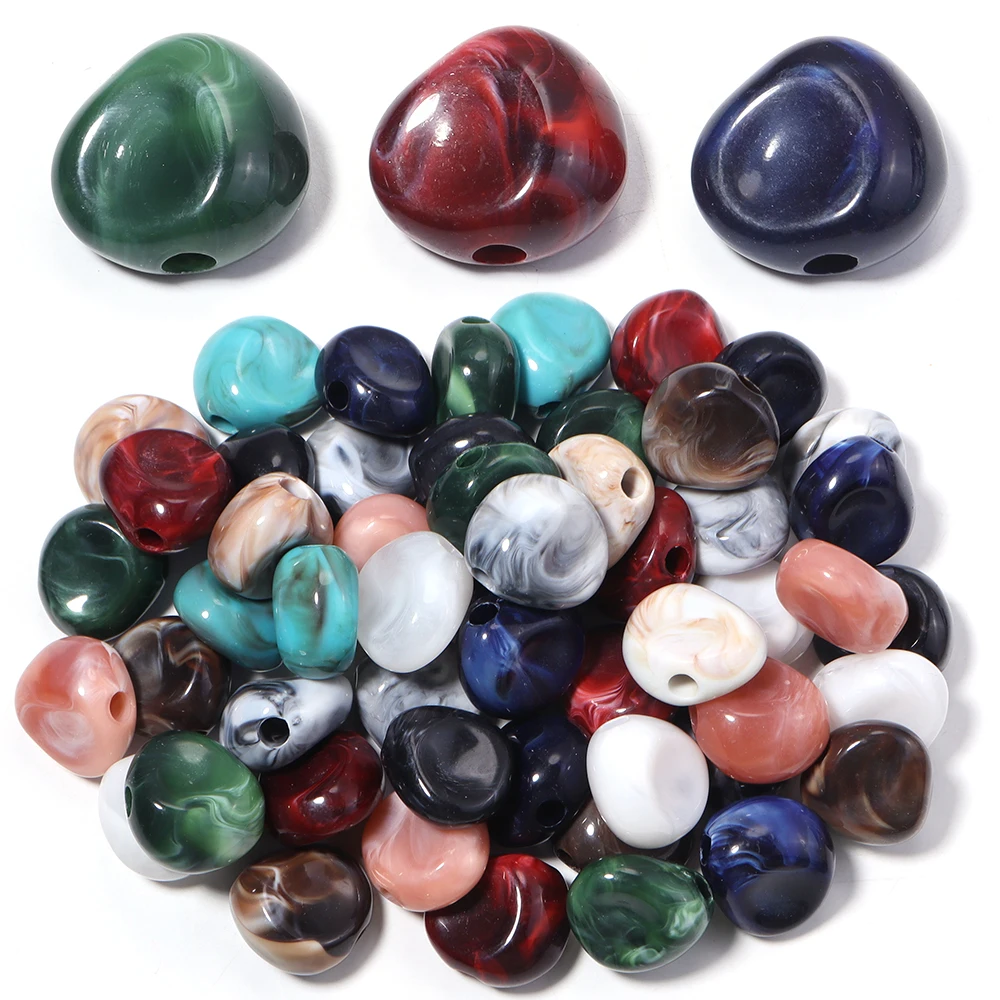 10 Stück/Lot 24x26mm unregelmäßige Acrylperlen, zweifarbig, lose Abstandsperlen für Armbänder, Halsketten, DIY-Schmuckzubehör
