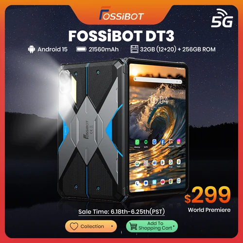 [Estreno mundial] Tableta resistente FOSSiBOT DT3 5G MTK7300, 32G(12+20)+256G ROM, batería Android 15 de 21560 mAh, cámara de 32 + 64 MP, FaceID, NFC