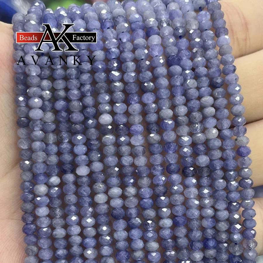 Natural Crystal Tanzanite Stone Disc Bead Small Section Loose Beads for Jewelry Making DIY Manual Necklace Bracelet 15'' 3x4mm