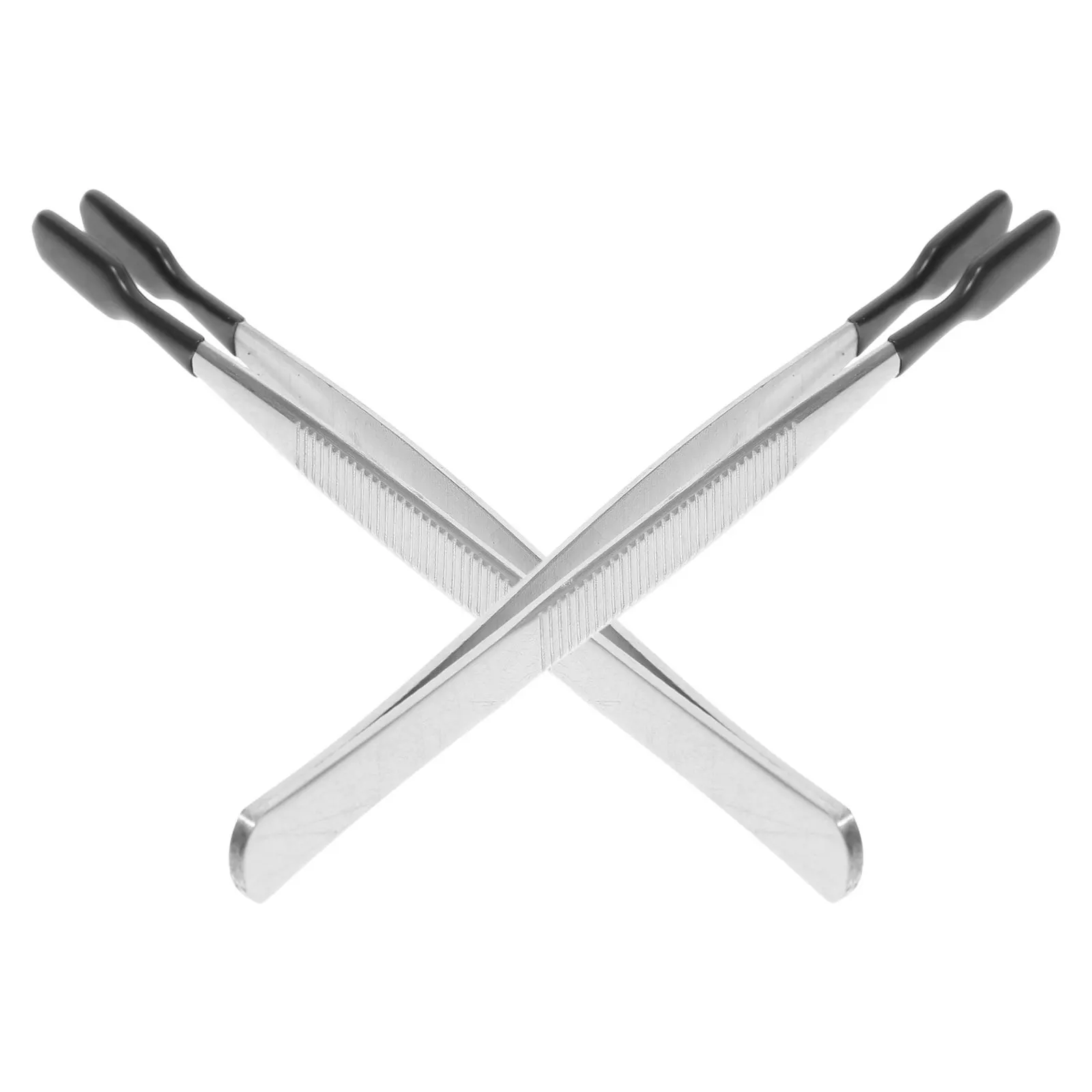 

2Pcs Stainless Steel Tweezers with Rubber Tips Flat Blunt Design for DIY Crafting Hobby Laboratory Watch and Device Repair