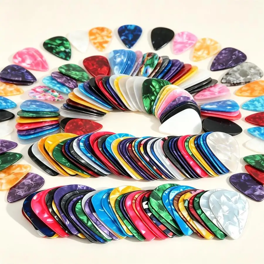 30-80pcs Guitar Plectrums, Celluloid Guitar Picks, Comfortable Grip For Strumming & Picking, Universal Instrument Accessory XJM