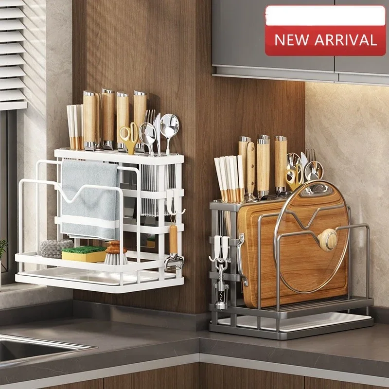 

Kitchen knife holder, chopstick holder, wall mounted multifunctional countertop, cutting board, vegetable board storage