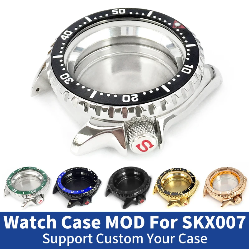 

42mm Custom Watch Case For NH35 NH36A Movement SKX007 SRPD65 SRPD79K1 Crown Caseback Chapter Ring Ceramic Bezel Insert Mod Parts