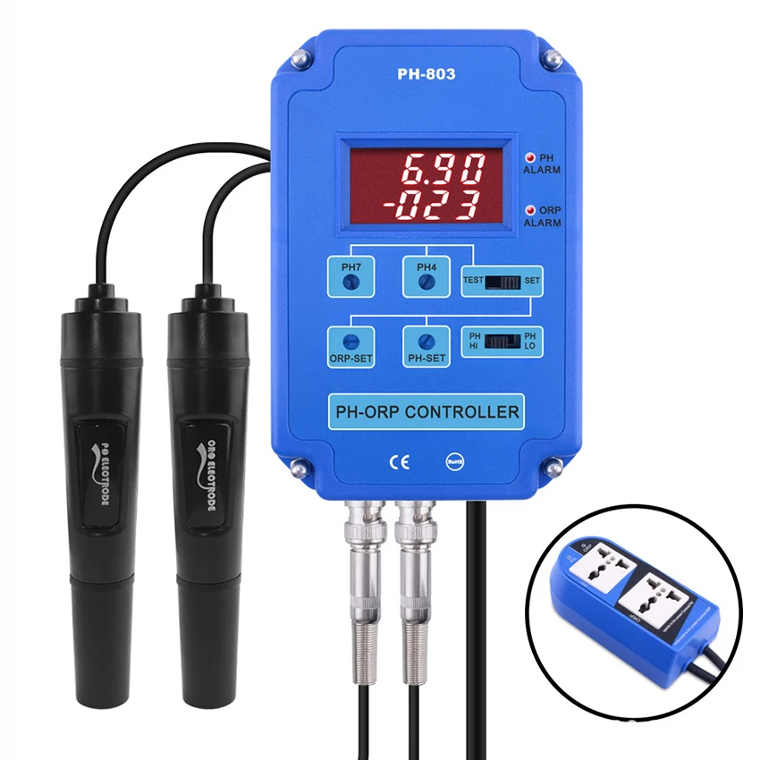 

Digital 2-In-1 PH/ORP Meter Redox PH-ORP Controller w/ Output Power Relay for Aquarium Hydroponics Plant Pool Spa Water Tester