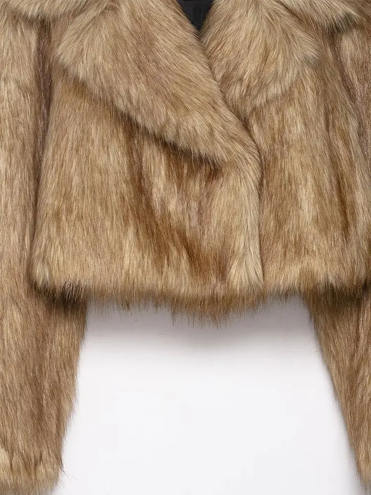 NLZGMSJ femmes hiver automne fausse fourrure veste manteau solide kaki à manches longues épais chaud vêtements d'extérieur moelleux manteau court pour les femmes