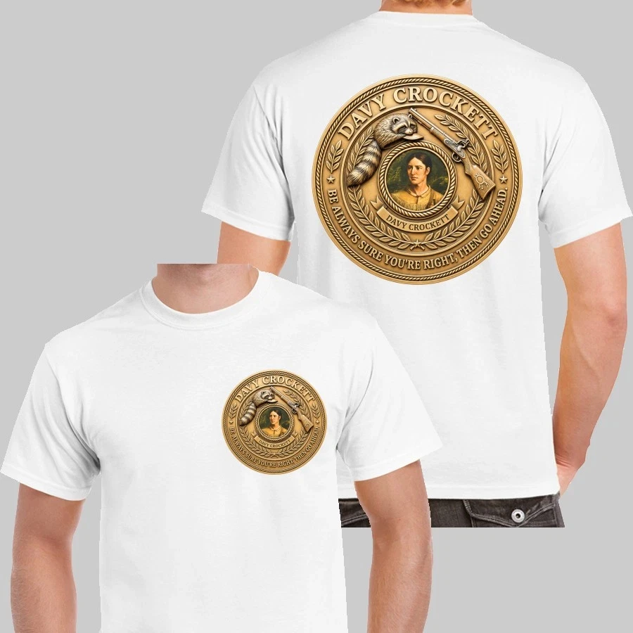 New Davy Crockett American Frontier History 3D Seal Design Style T-shirt