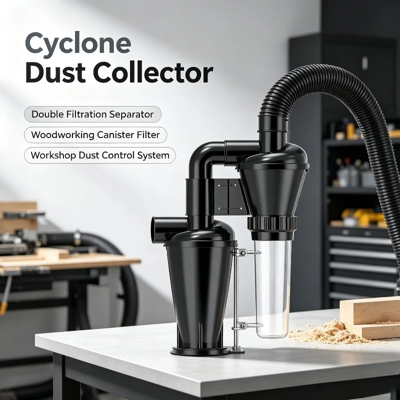 Double Filtration Cyclone Dust Collector Woodworking Filter Industrial Separator Collector Canister Dust Control System