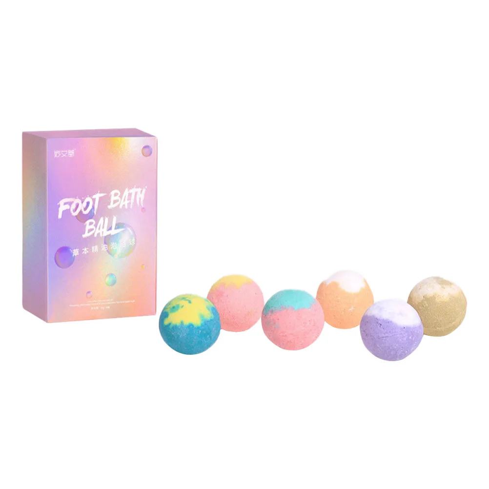 6Pcs Essential Oil Bath Balls Sea Salt Foot Soak Spa Dead Skin Remover Keratin Softening Smooth Feet Restoring Foot Care Bathing