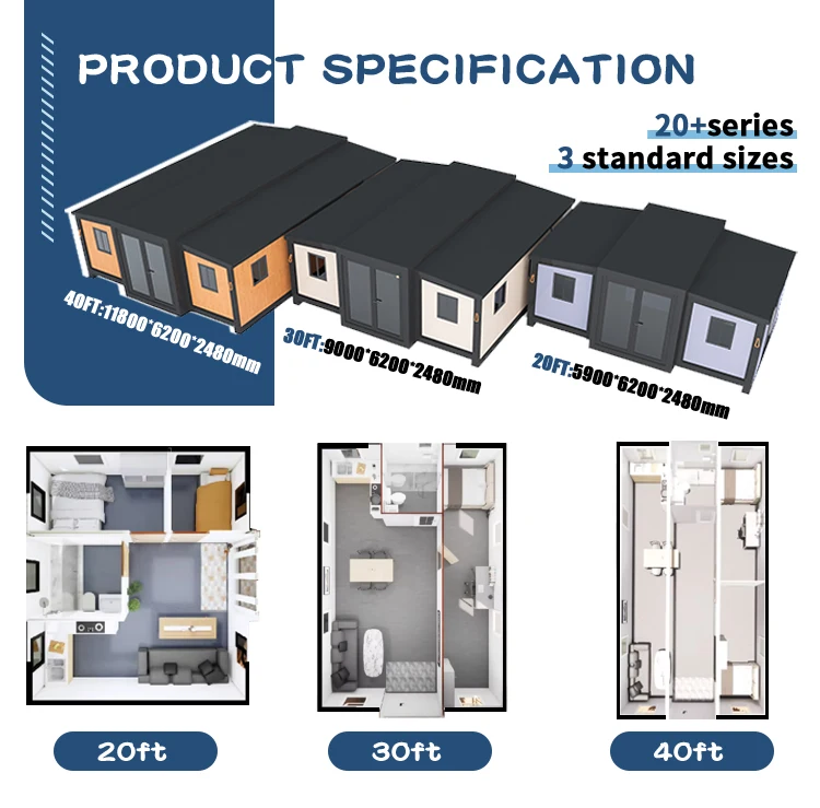 20Ft 40Ft Luxury Prefabricated Steel Container House Foldable Mobile Extendable Mobile Home Mobile Prefab Homes