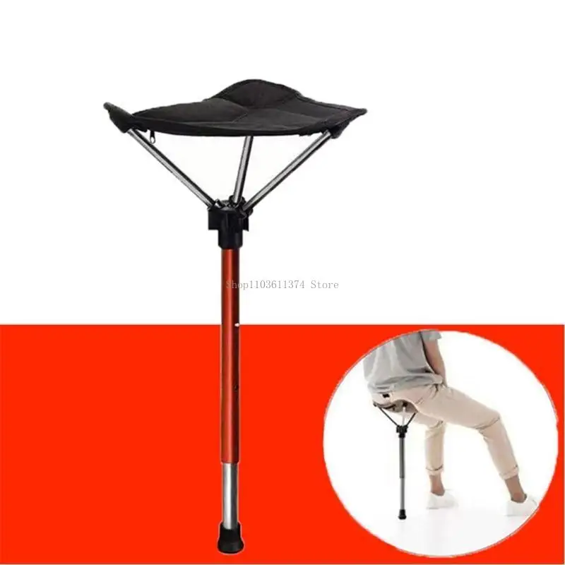Adjustable Telescopic Folding Stool Portable Single Leg High Chair Tall Slacker Chair for Outdoor Camping Walking